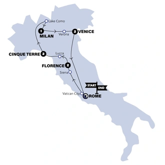 tourhub | Contiki | Italian Espresso | Summer | 2024 | Tour Map