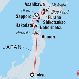 tourhub | Intrepid Travel | Northern Japan & Hokkaido Adventure | Tour Map