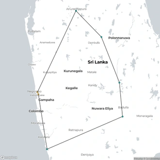 tourhub | Ceylon Travel Dream | Active Cultural & Adventure Tour in Sri Lanka  | Tour Map