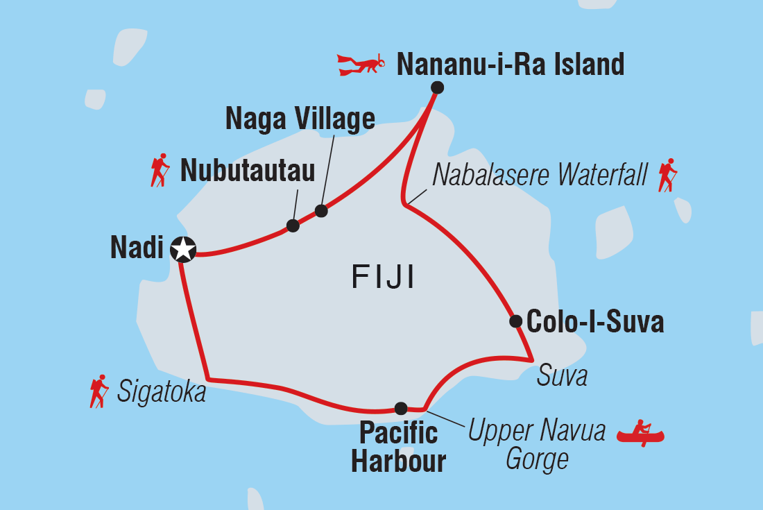 tourhub | Intrepid Travel | Fiji: Hike, Raft & Snorkel | Tour Map