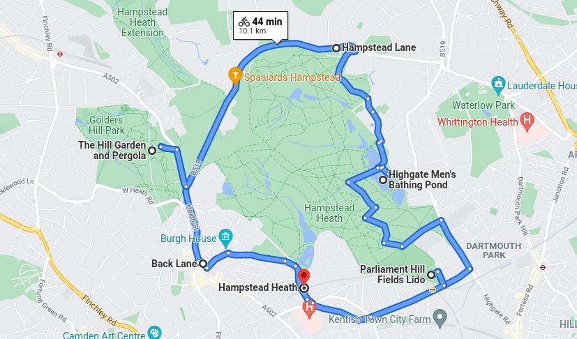 Hampstead Heath cycle route