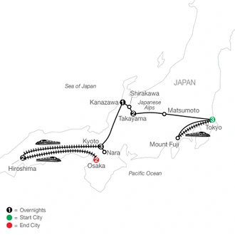 tourhub | Globus | Visions of Japan with Hiroshima & Osaka | Tour Map