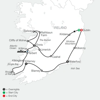 tourhub | Globus | Introduction to Ireland | Tour Map