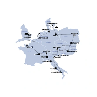 tourhub | Contiki | European Vistas | Start Amsterdam | Winter | 2025/26 | Tour Map