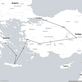 tourhub | ESKAPAS | Best of Turkey and Greece with 3-night cruise | Tour Map