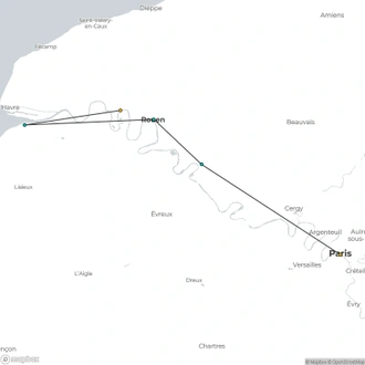 tourhub | CroisiEurope Cruises | The finest and most picturesque ports of call in the Seine valley (port-to-port cruise) | Tour Map