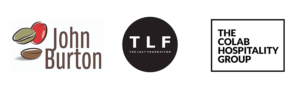 Three logos: John Burton, The Lucy Foundation, The Colab Hospitality Group