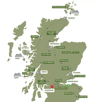 tourhub | Trafalgar | Scotland's Highlands, Islands and Cities | Tour Map