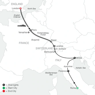 tourhub | Globus | Essential Europe with London | Tour Map