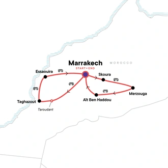 tourhub | G Adventures | Morocco: Deserts & Beaches | Tour Map