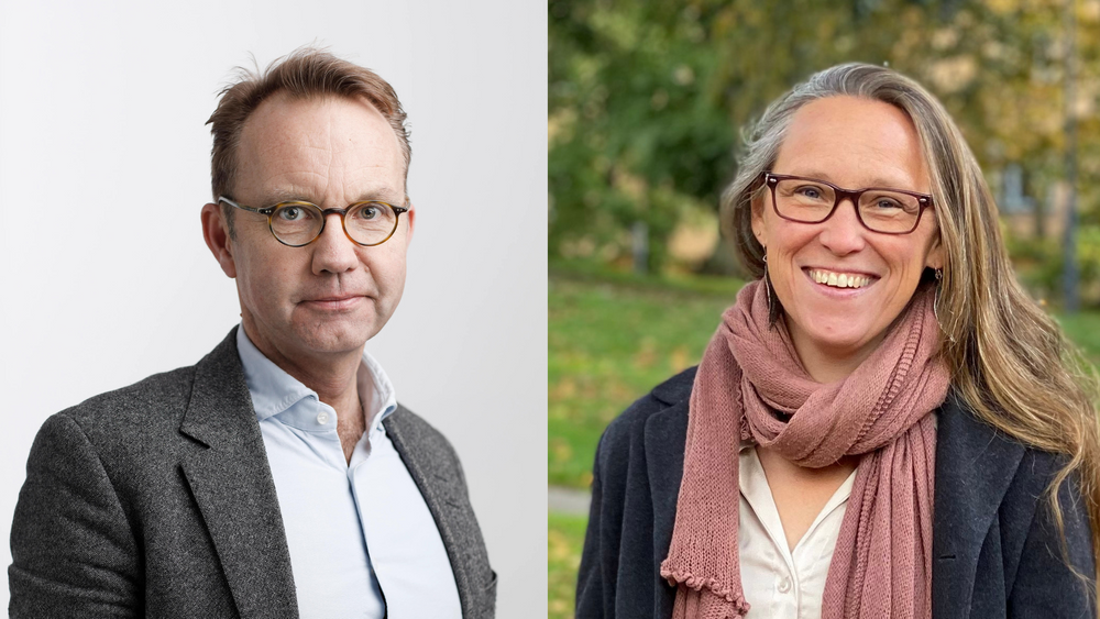 Björn Eriksson, generaldirektör på Läkemedelsverket, och Frida Lawenius, vice vd på SwedenBIO