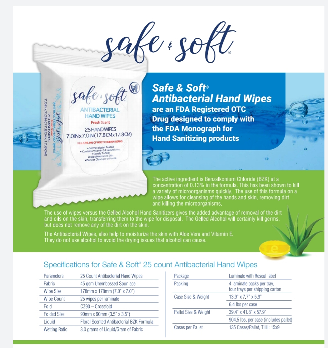 25-Count Antibacterial, Safe & Soft Wipes Pack pack of 18 –