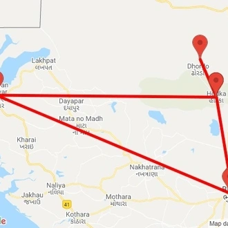 tourhub | Agora Voyages | Bhuj to Narayan Sarovar Sanctuary & White Rann of Kutch | Tour Map