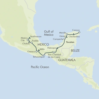 tourhub | Exodus | Mexico: Maya, Aztecs & Conquistadors Day of the Dead Festival (Romerillo) | Tour Map