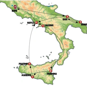 tourhub | Europamundo | Beautiful Puglia, Southern Italy and Sicily | Tour Map