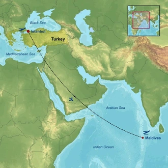 tourhub | Indus Travels | Wonders of Istanbul and The Maldives | Tour Map