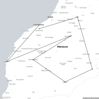 tourhub | Across Africa Tours Travel | Casablanca Highlights 10 Days/ 9 Nights | Tour Map