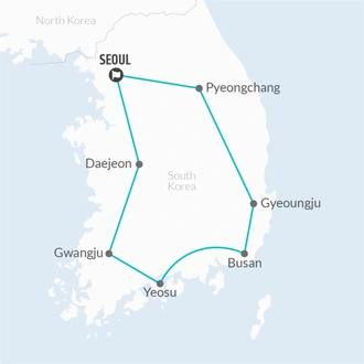 tourhub | Bamba Travel | South Korea Highlights 7D/6N | Tour Map