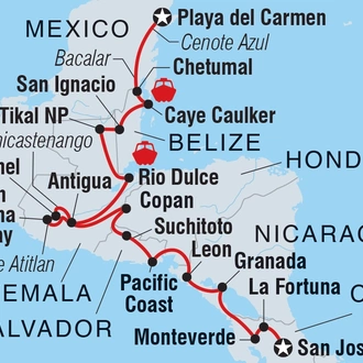 tourhub | Intrepid Travel | Central American Adventure | Tour Map