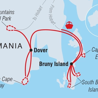 tourhub | Intrepid Travel | Walk Bruny Island & Tasmania's South Coast | Tour Map