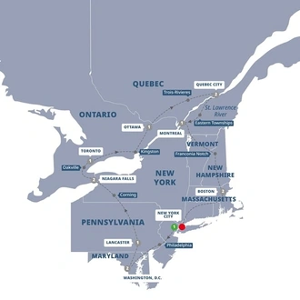 tourhub | Trafalgar | East Coast USA and Canada End New York | Tour Map