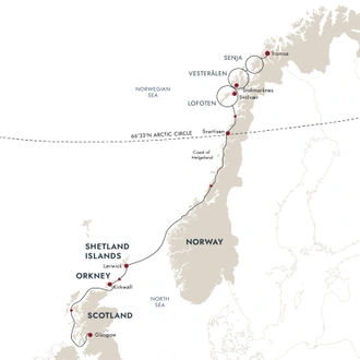 tourhub | HX Hurtigruten Expeditions | Nordic Navigator – From Norway’s Wilds to Scotland’s Isles | Tour Map