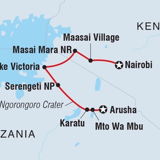 tourhub | Intrepid Travel | Essential East Africa | Tour Map