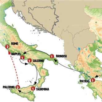 tourhub | Europamundo | Athens, Peninsula and Sicily End Palermo | Tour Map