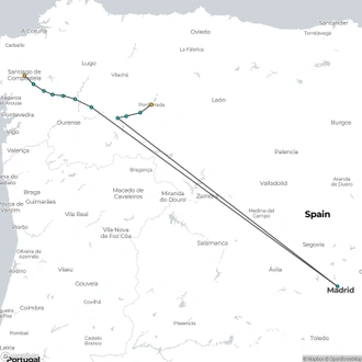 tourhub | The Natural Adventure | Full Camino de Invierno: Ponferrada to Santiago | Tour Map