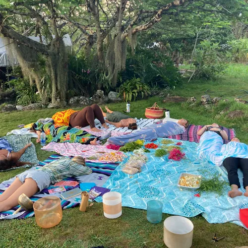 Sound bath with crystal alchemy bowls, pan drum, chimes, Hawaiian Slack Key Guitar and medicine songs