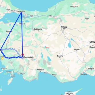 tourhub | Turkey Tour Company | 2 Days Ephesus Ancıent Cıty And Pamukkale Tour From Istanbul | Tour Map