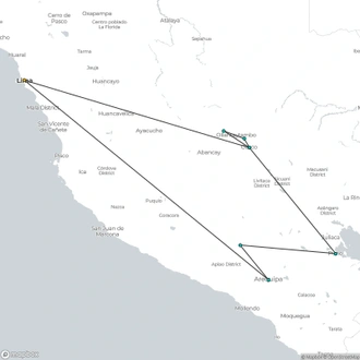 tourhub | Unu Raymi Tour Operator & Lodges | Explore South Peru: Backpacker Special | Tour Map