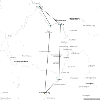 tourhub | CroisiEurope Cruises | The romantic Rhine Valley and the rock of the Lorelei (port-to-port cruise) | Tour Map