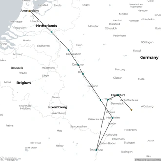 tourhub | CroisiEurope Cruises | Three European Rivers: The Rhine, Main, and Danube¿between History and Baroque Splendor (port-to-port cruise) | Tour Map