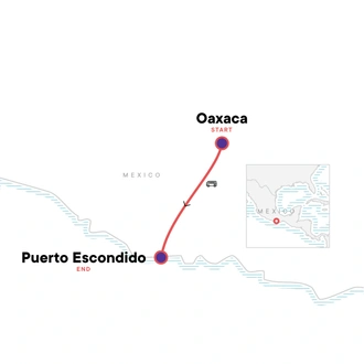 tourhub | G Adventures | Oaxaca to Puerto Escondido: Day of the Dead | Tour Map
