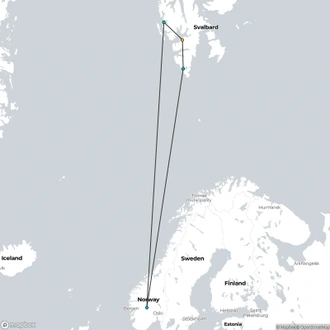 tourhub | HX Hurtigruten Expeditions | Svalbard in Summer: Under the Midnight Sun | With extended stay in Longyearbyen | Tour Map