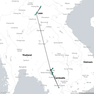 tourhub | Today Voyages | A Spiritual Journey from Luang Prabang to Angkor Wat | Tour Map