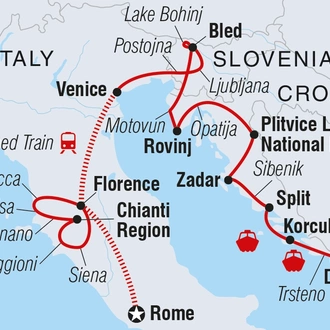 tourhub | Intrepid Travel | Premium Rome to Dubrovnik | Tour Map