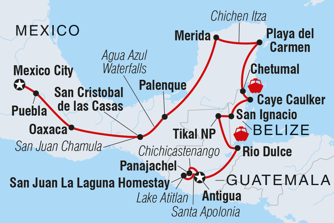 tourhub | Intrepid Travel | Central America Encompassed | Tour Map