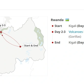 tourhub | 1000 Hills Safaris | Rwanda Gorilla & Golden Monkey with Canoe ride | Tour Map