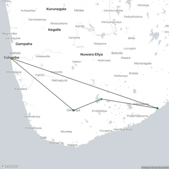 tourhub | Aitken Spence Travels | Leopards and Endemic Birds of Sri Lanka - Free Upgrade to Private Tour Available | Tour Map