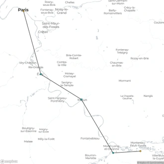 tourhub | CroisiEurope Cruises | Paris, Medieval France and Romance of Fontainebleau (port-to-port cruise) | Tour Map