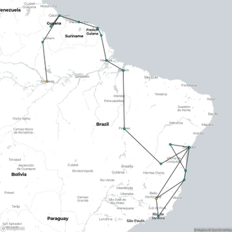 tourhub | Oasis Overland | Rio To Manaus Via The Guianas (57 Days) Tropics Of South America | Tour Map