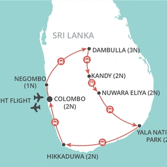 tourhub | Wendy Wu | Highlights of Sri Lanka | Tour Map
