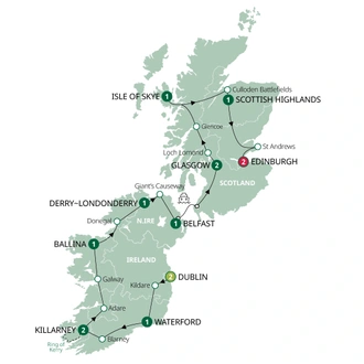 tourhub | Brendan Vacations | Best of Ireland and Scotland | Tour Map
