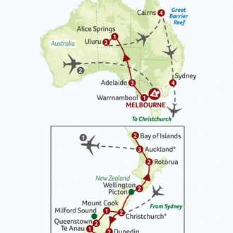 tourhub | Saga Holidays | The Best of Australia and New Zealand | Tour Map