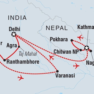 tourhub | Intrepid Travel | Premium India & Nepal | Tour Map