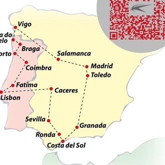 tourhub | VPT TOURS | 11 Days Castilla, Galicia, Portugal & Andalusia (Fridays) | Tour Map
