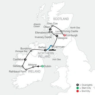 tourhub | Globus | A Taste of Ireland and Scotland | Tour Map