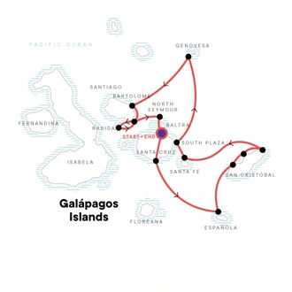 tourhub | G Adventures | Galápagos – Central and East Islands aboard the Reina Silvia Voyager (Cruise Only) | Tour Map